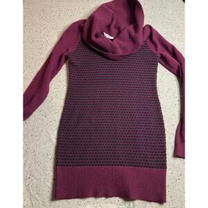 Vintage Candie’s Maroon Black Polka Dot Cowl Neck Sweater Dress Large